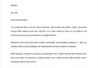 Letter Of Resignation Teacher