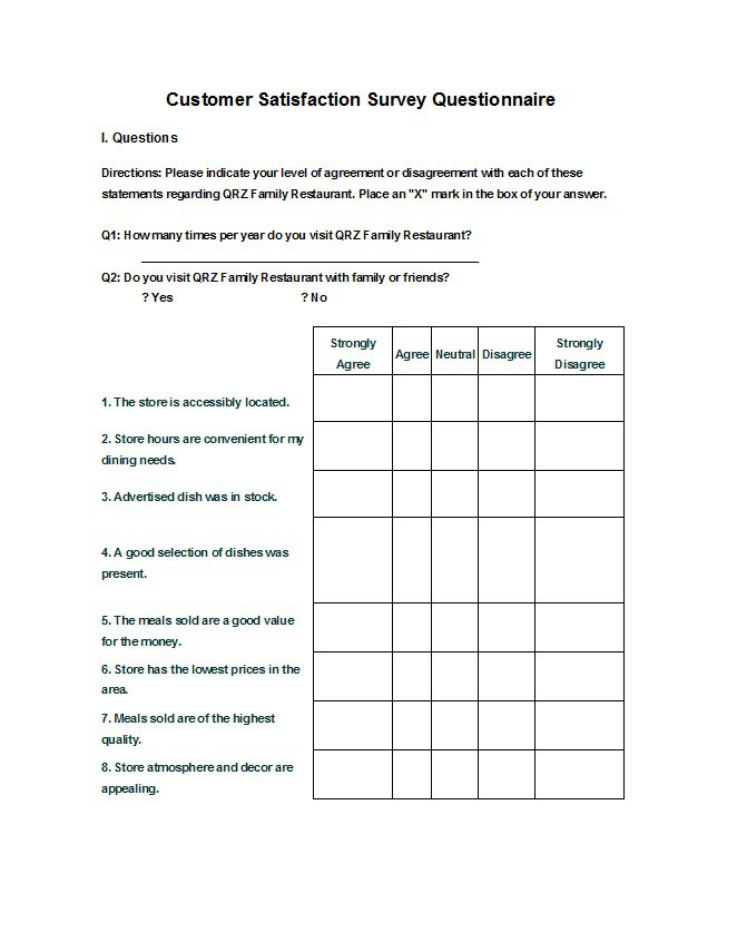 Questionnaire Template Free Word Templates