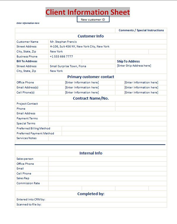 Business Client Information Sheet Template from www.mywordtemplates.net