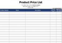 price list template