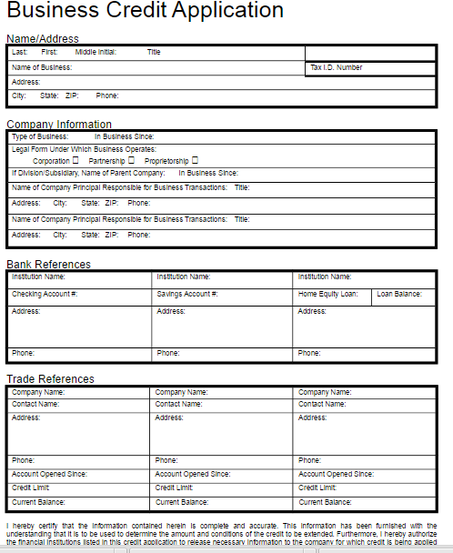 Credit Application Form | Free Word Templates